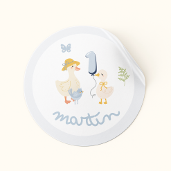 Pegatina patitos vichy azul