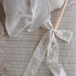 Cirio bautismal con lazo lino crudo